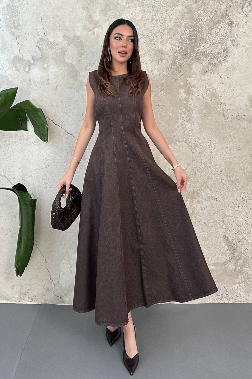 Brown Denim Godeli Dress