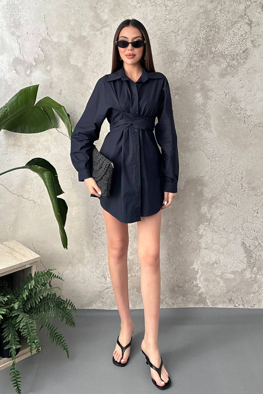 Navy Blue Two-Piece Set With Belt