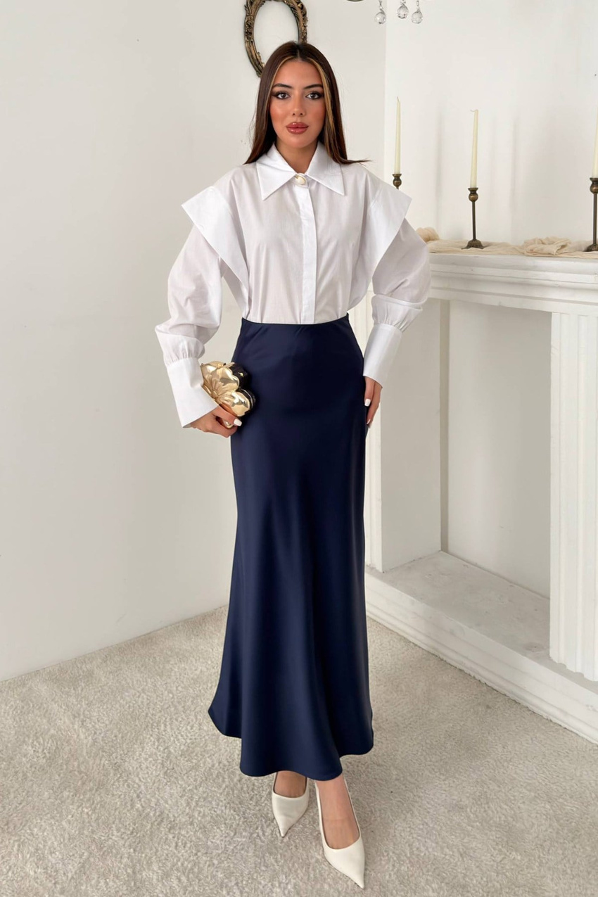 Lacivert Saten Etek