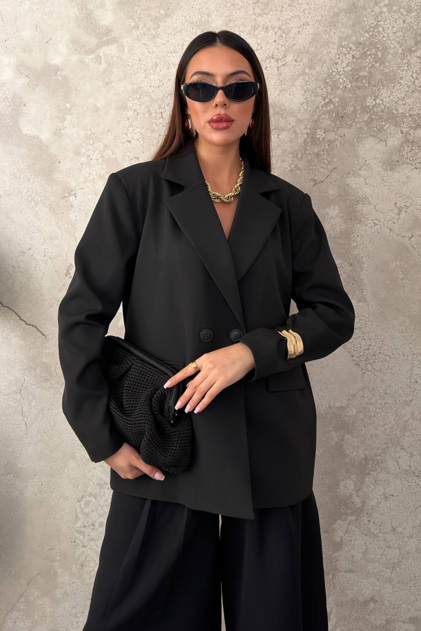 Black Two-Button Blazer Jacket