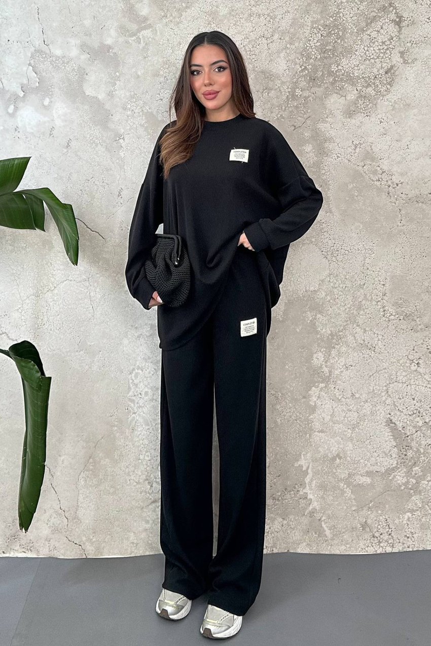 Siyah Salaş Sweat Ve Pantolon