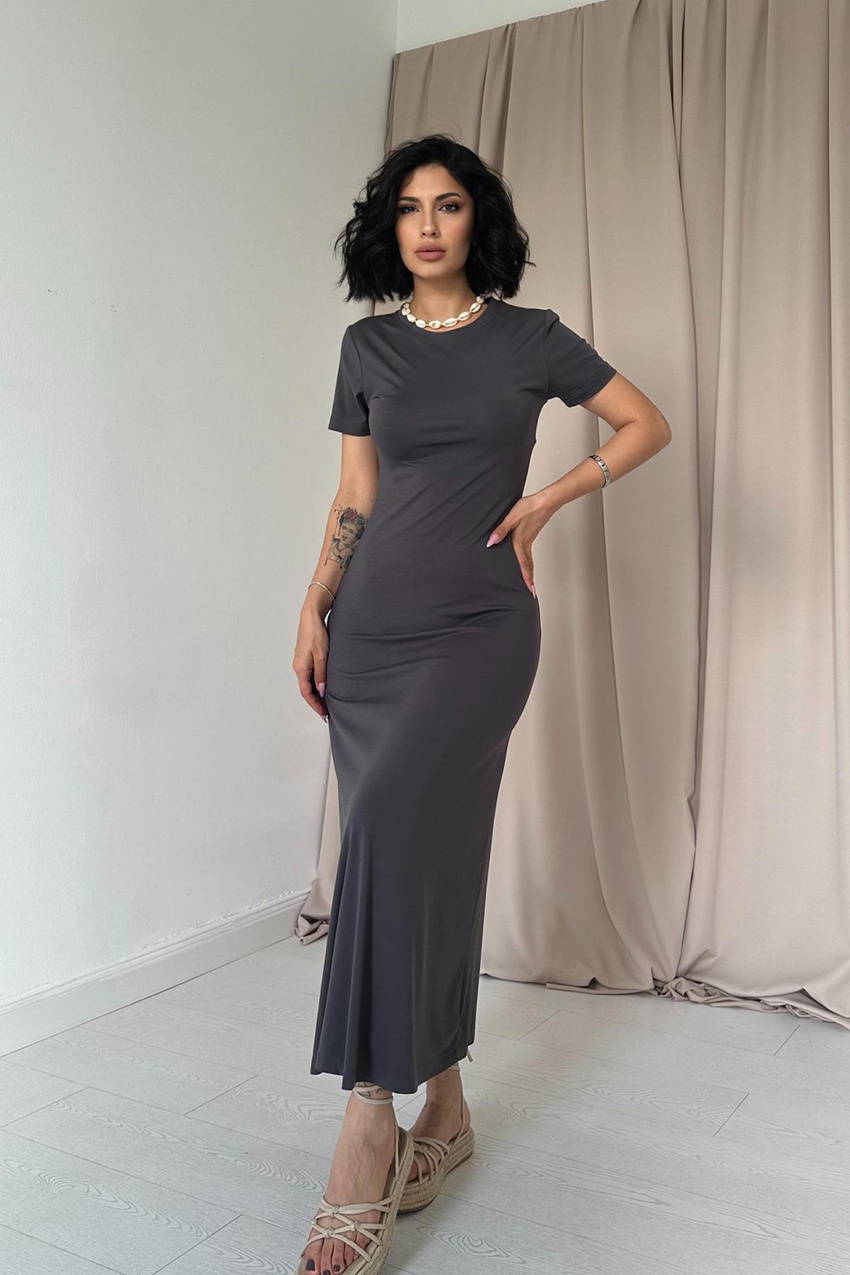 Toptan Gri Basic Elbise