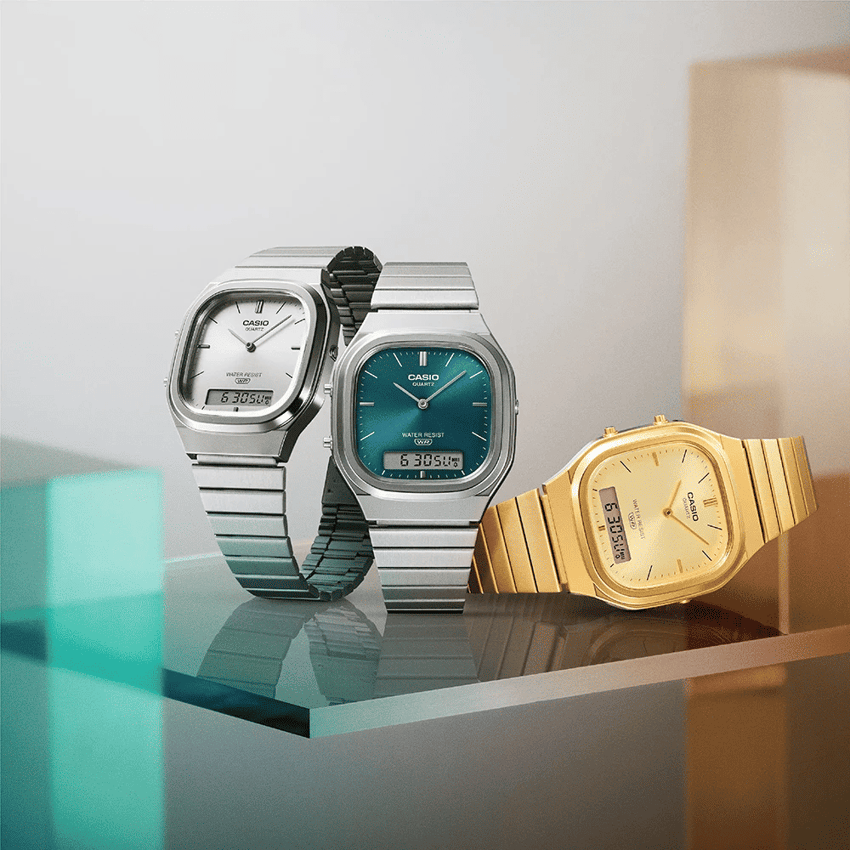 Casio, AQ-240E-3ADF, Unisex Saat, Casio RETRO AQ-240E-3ADF Kol Saati