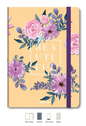 SERT KAPAKLI LASTİKLİ TASARIM DEFTERÇiçekli Defter Kareli Sarı 17x24 cm