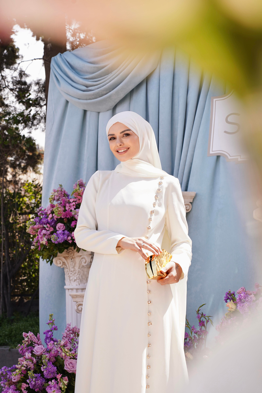 30002 ELARİS ELBİSE Ekru
