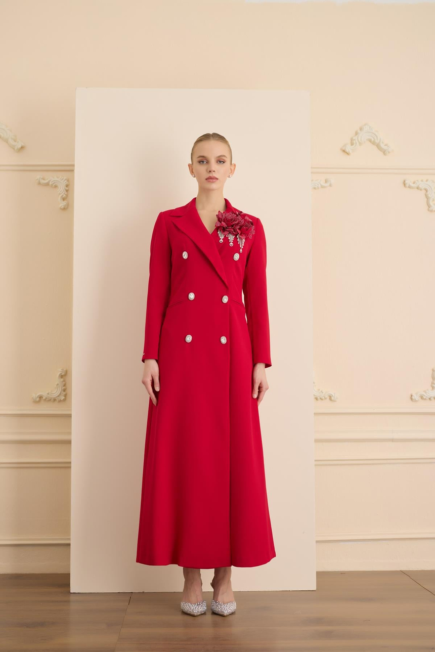 ROSE STONE DRESS Kırmızı