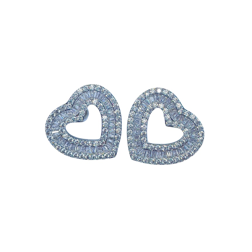 Diamora Zirkon Taş Luxury Kalp Küpe (Silver)