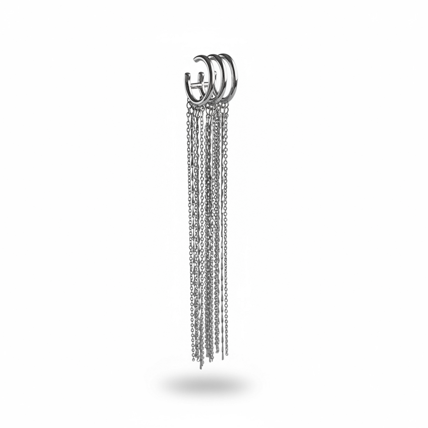 Favorilere Ekle Stream Earcuff (Kıkırdak Küpe) - Silver