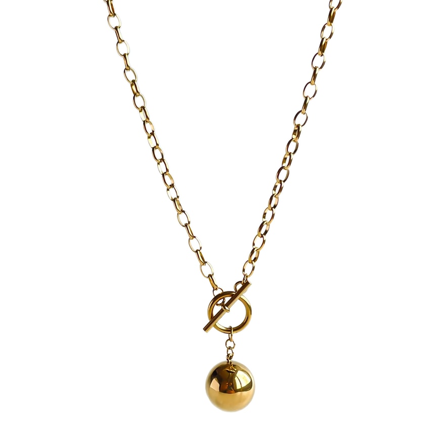 Lunore Gemici Kilit Çelik Kolye (Gold)