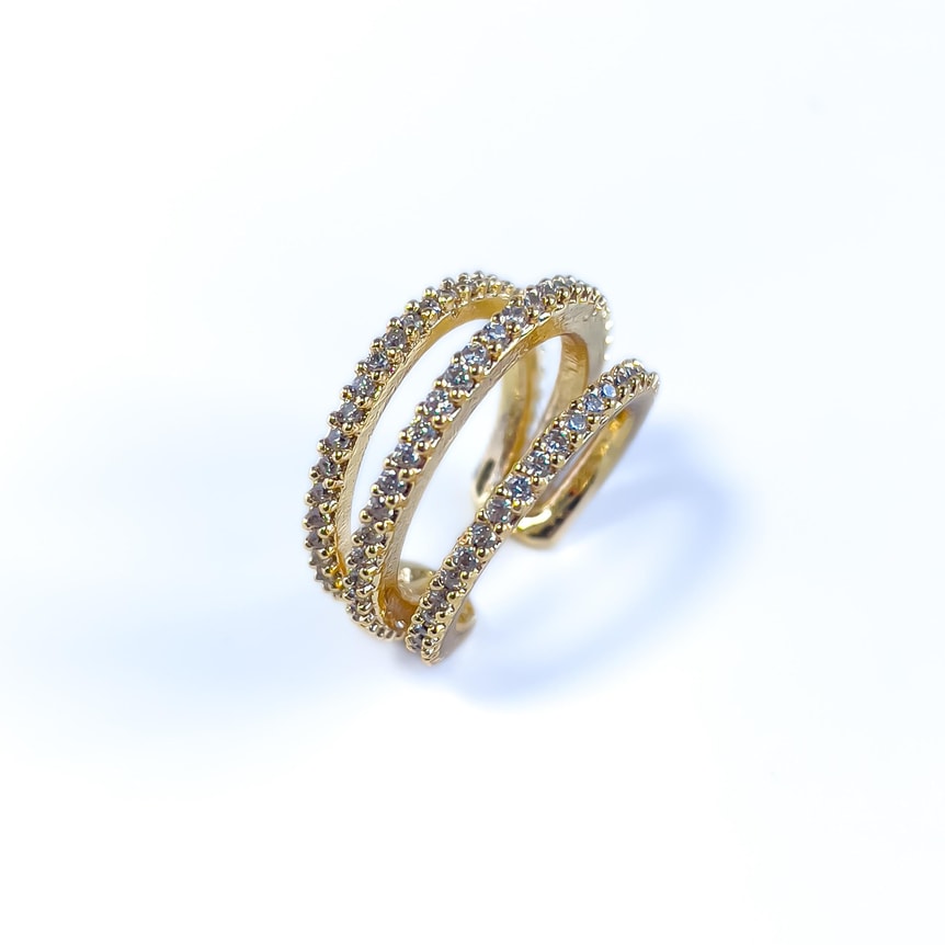 Üç Şerit Zircon Earcuff (Kıkırdak Küpe)