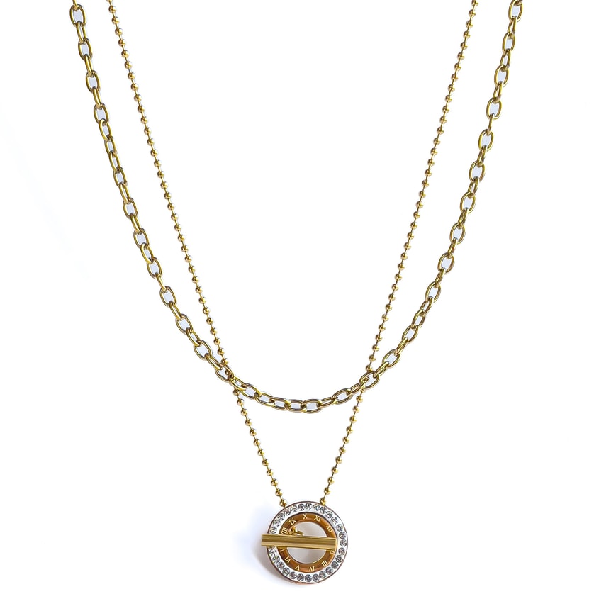 Velmora Gemici Kilit Uzun Kolye (Gold)