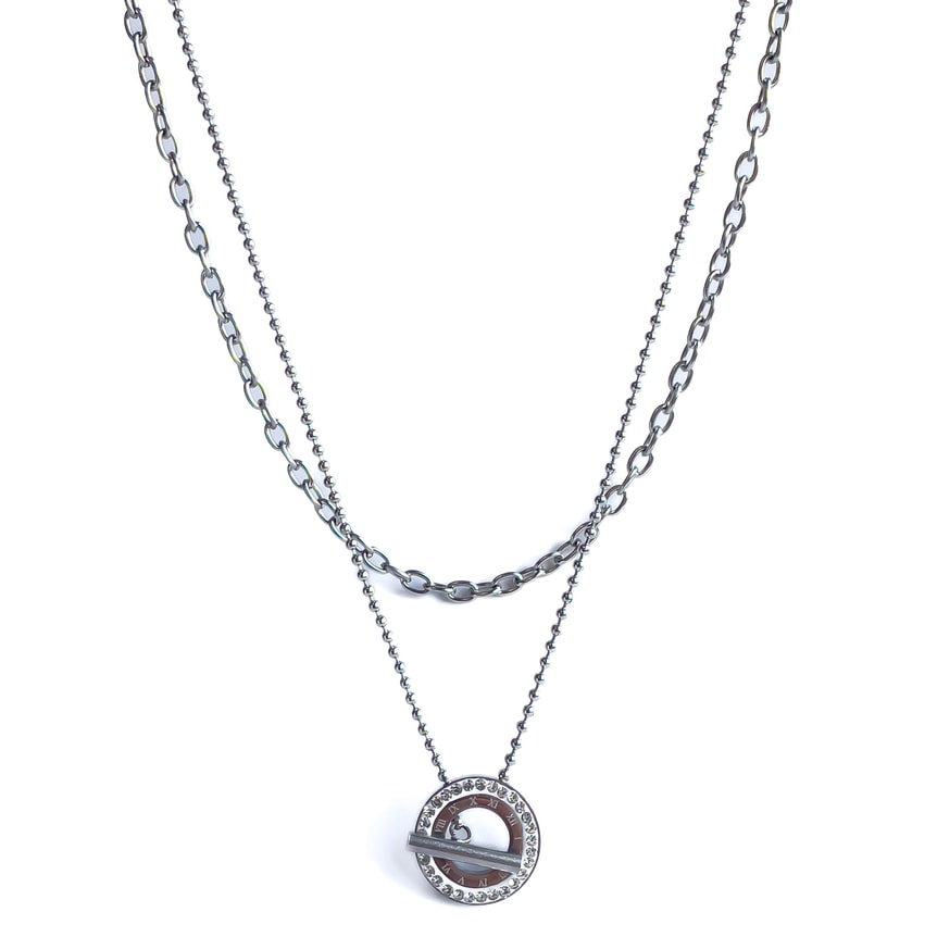 Velmora Gemici Kilit Uzun Kolye (Silver)