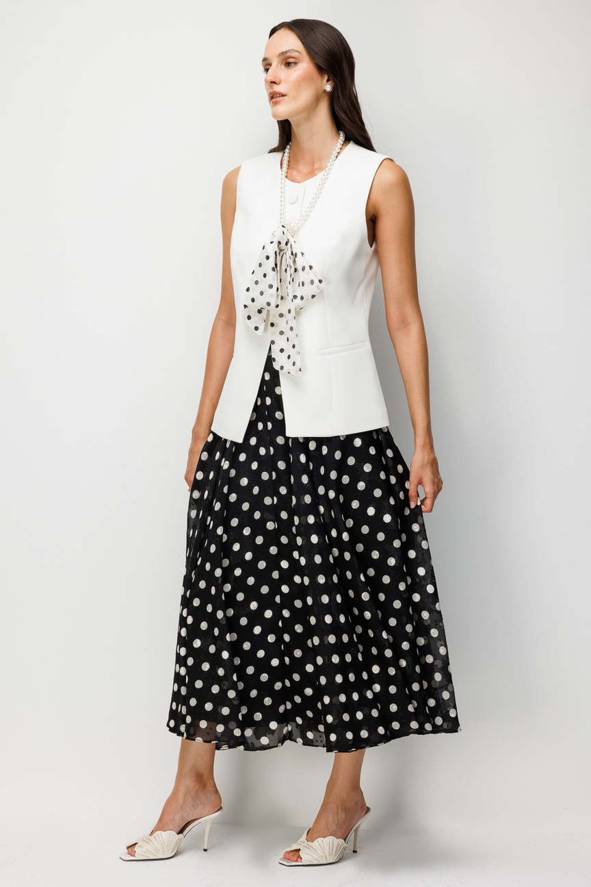 Pearl Necklace Detailed Vest  Ecru