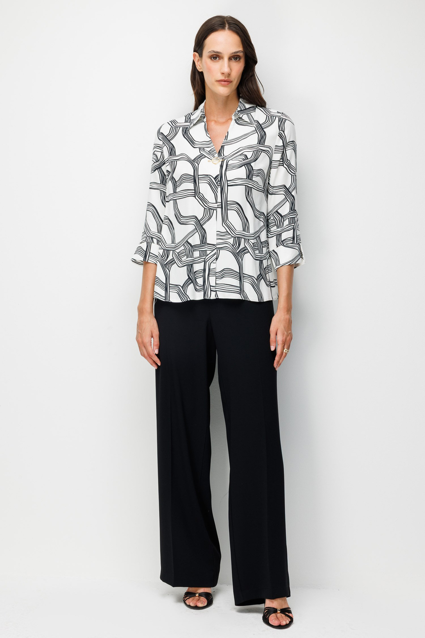 Accessory Detail Patterned Blouse