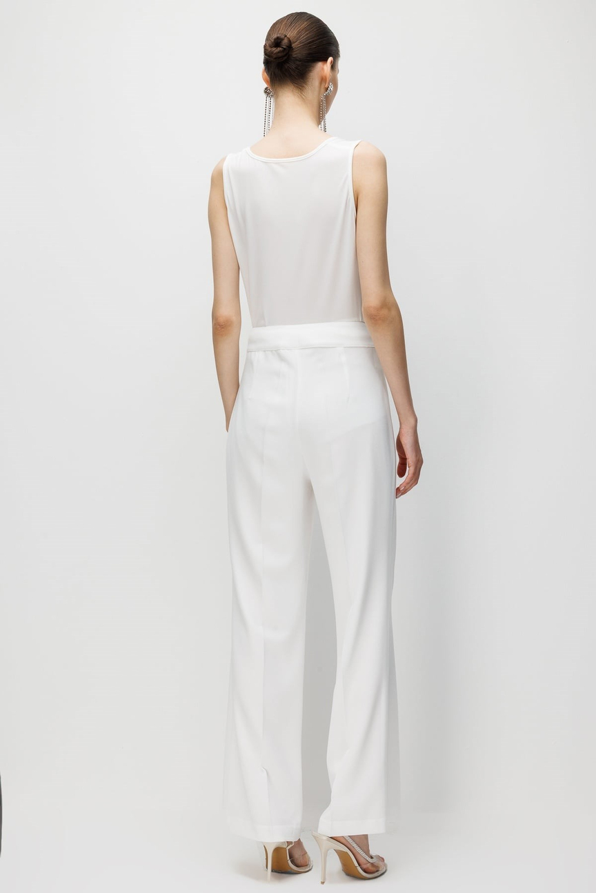High-Waist Flare Crepe Pants ECRU