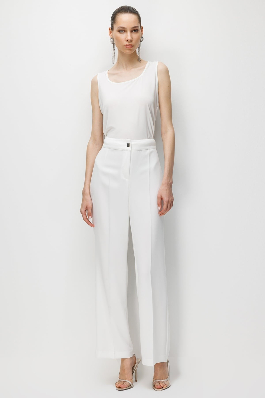 High-Waist Flare Crepe Pants ECRU