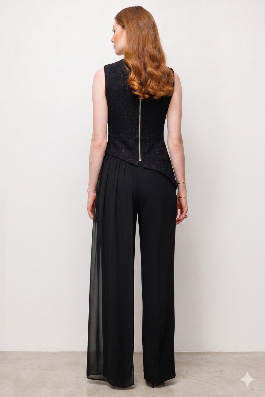 Embellished Detail Elegant Blouse Black