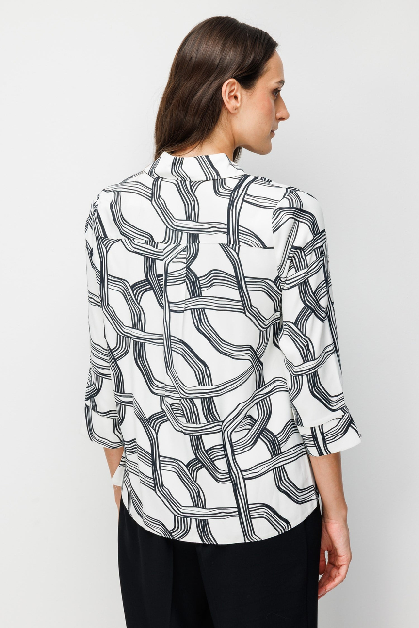 Accessory Detail Patterned Blouse