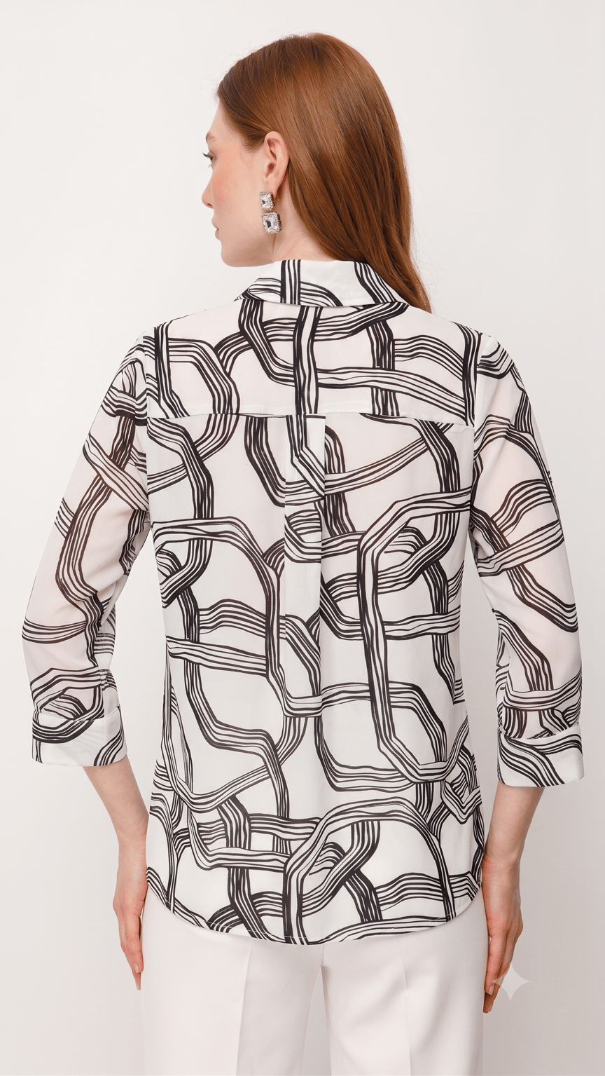 Accessory Detail Patterned Blouse