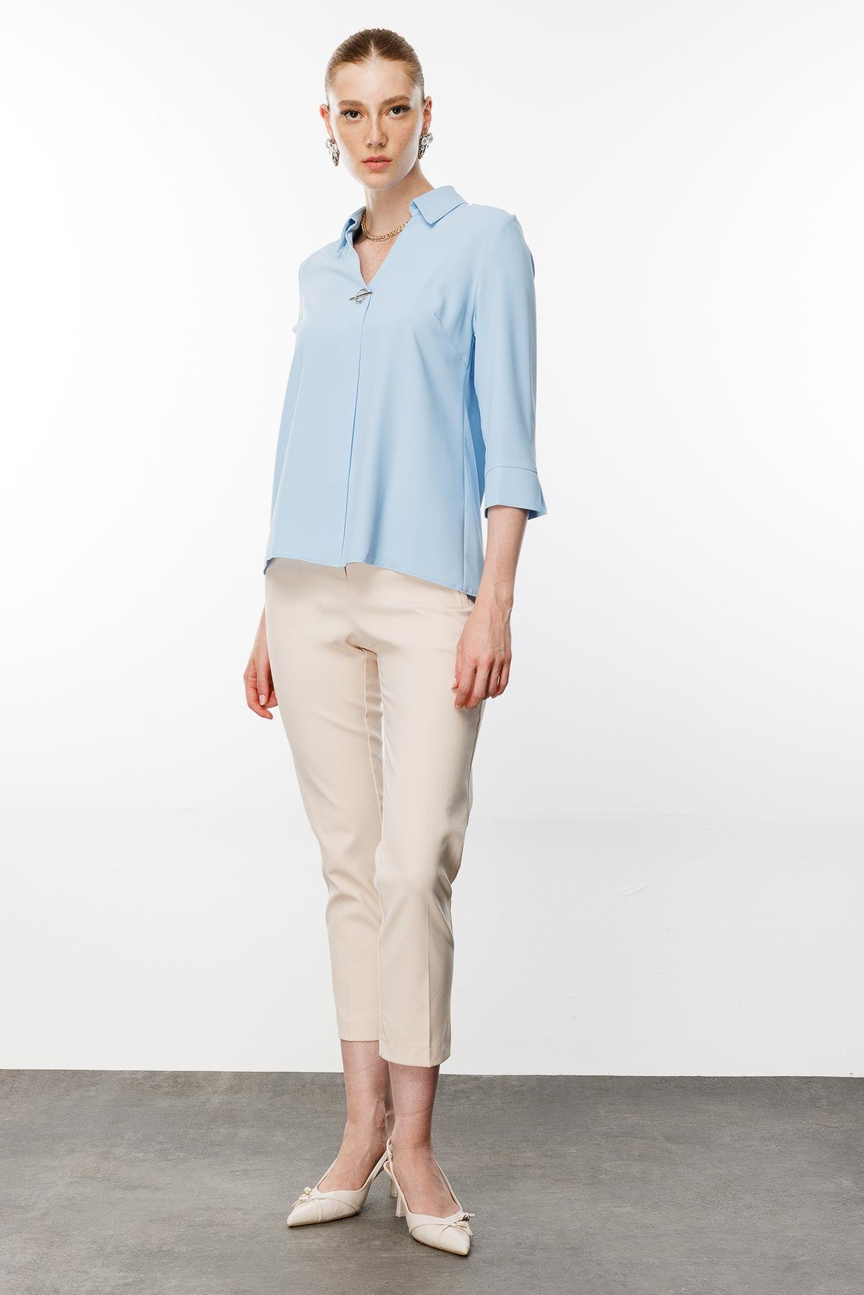 Aksesuar Detaylı Bluz MAVİ