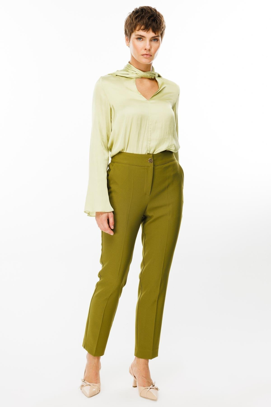Elastic Back Belt Trousers OLIVE