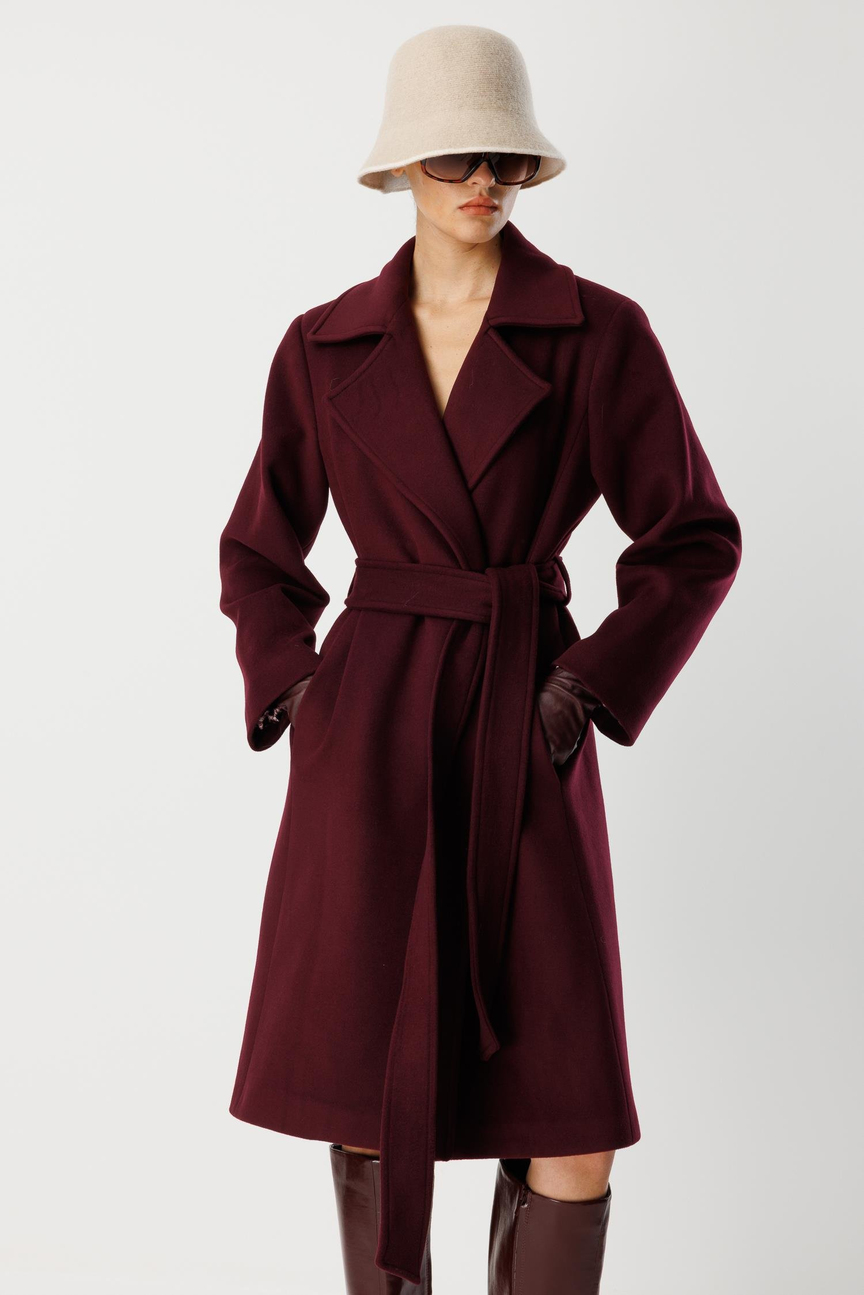 Lined Detailed Cashmere Coat DAMSON