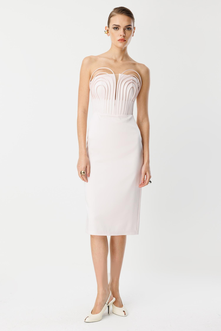 Underwire Midi Length Strapless Dress PUDRA