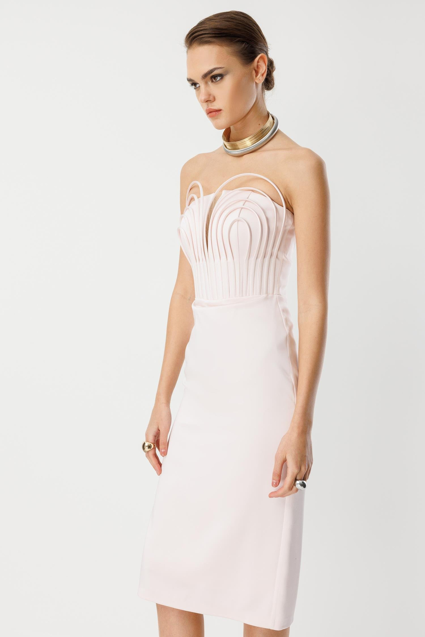 Underwire Midi Length Strapless Dress PUDRA