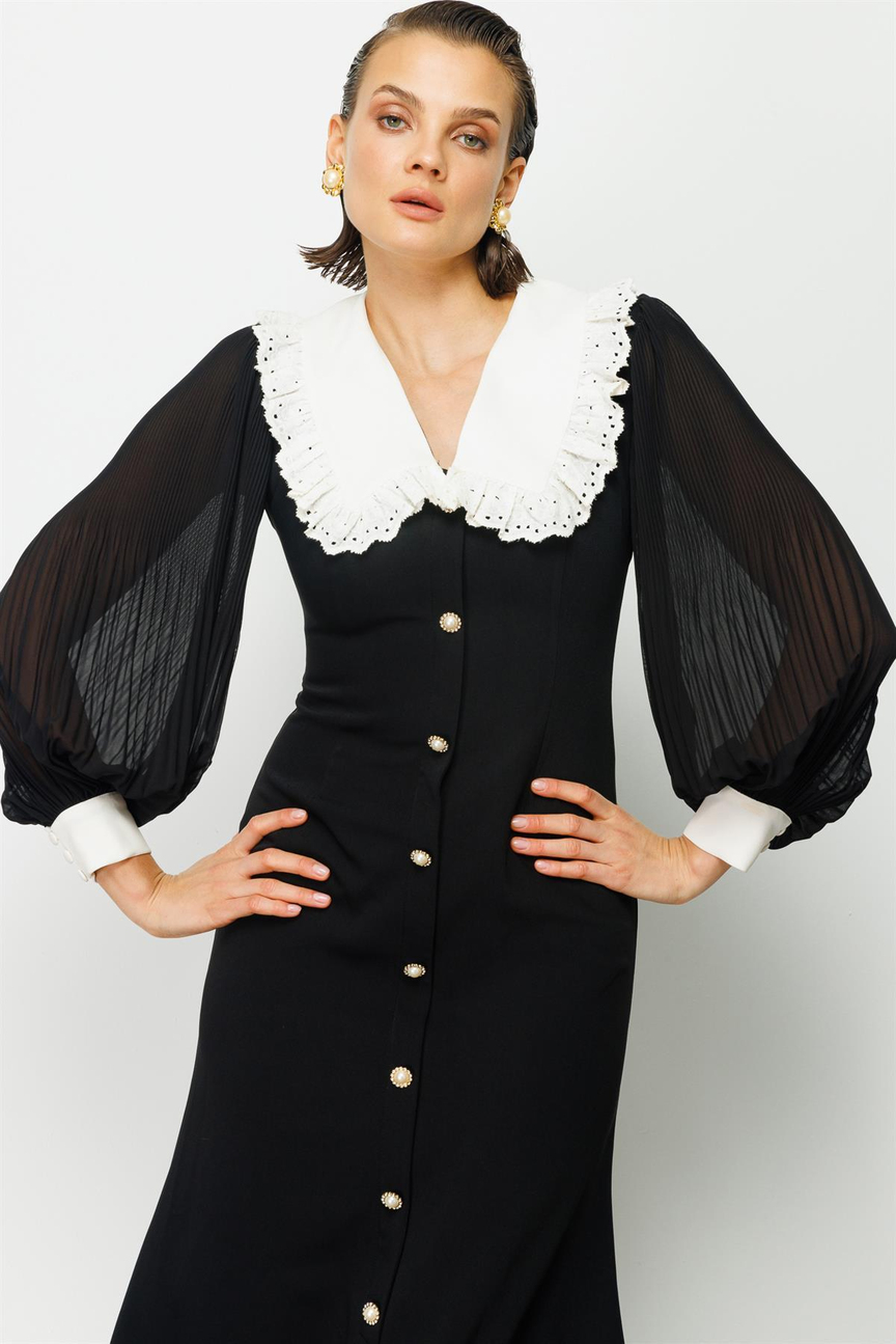 Bebe Yakalı Elbise SİYAH