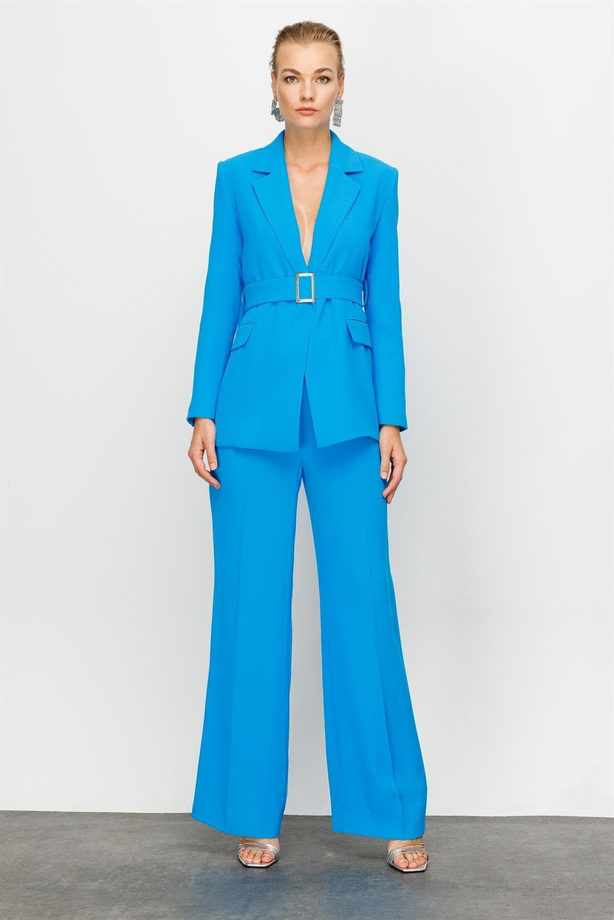 Beli Kemerli Ceket MAVİ