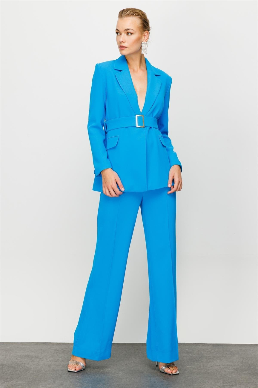 Beli Kemerli Ceket MAVİ