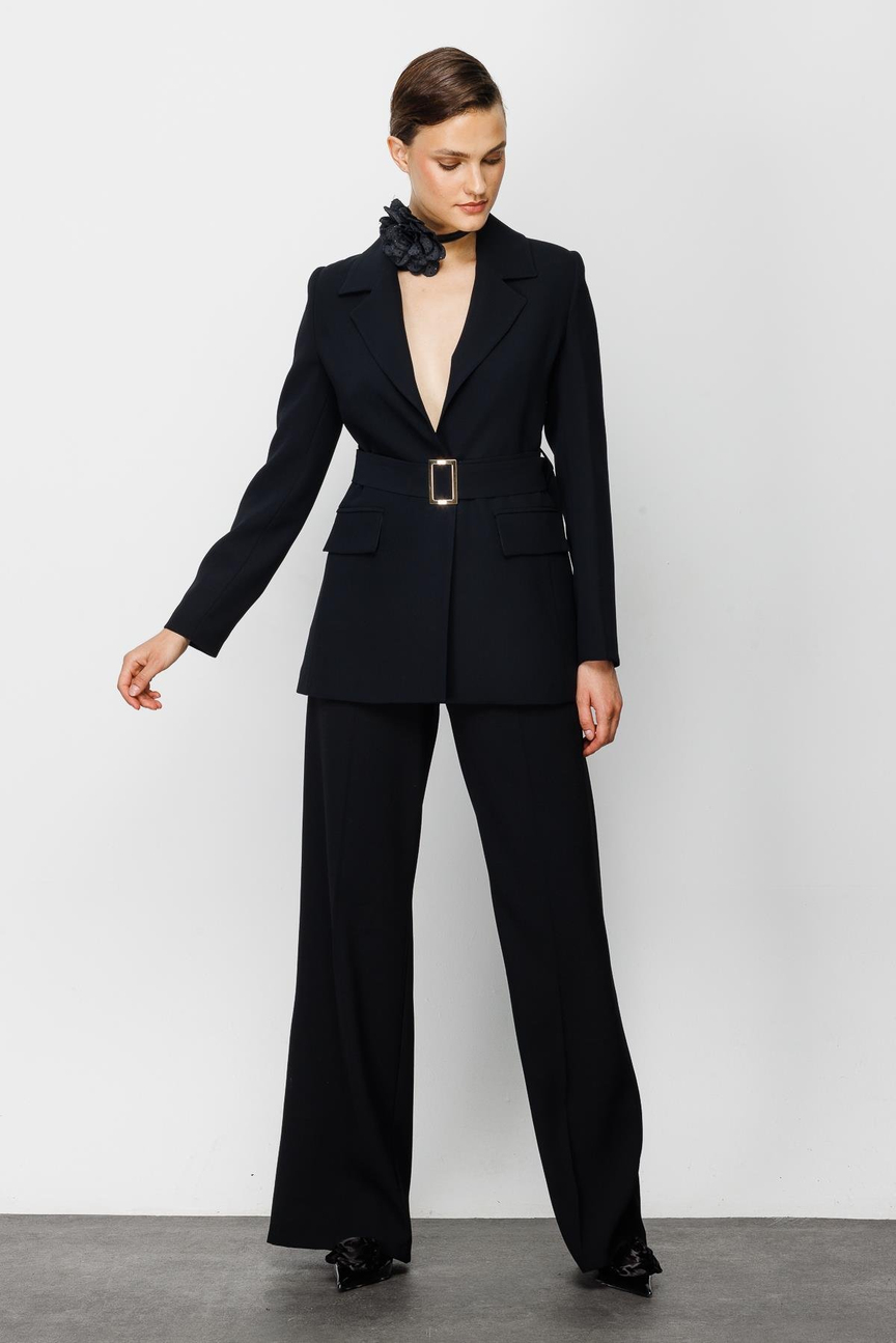 Beli Kemerli Ceket SİYAH