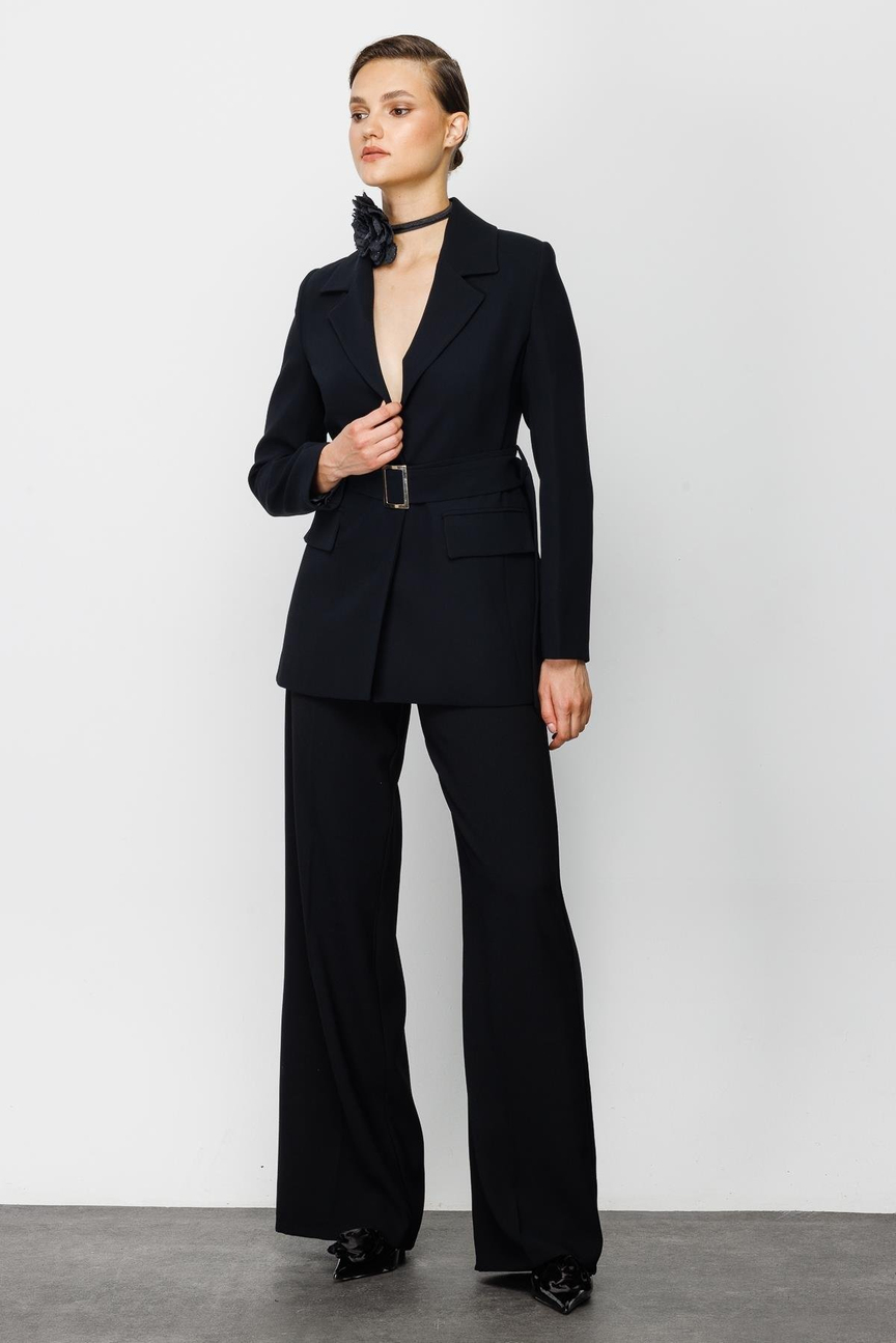 Beli Kemerli Ceket SİYAH