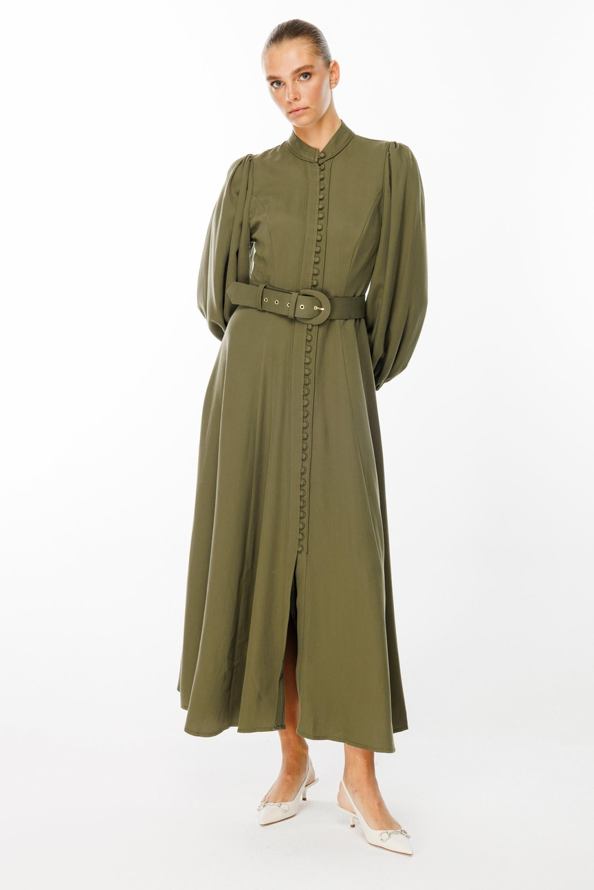 Birit Buttoned Balloon Sleeve Dress 