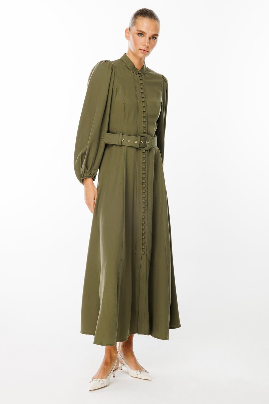 Birit Buttoned Balloon Sleeve Dress 