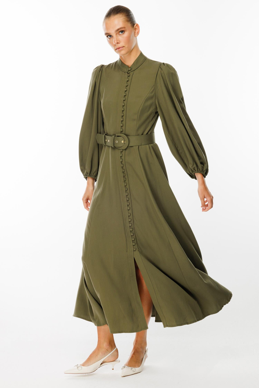 Birit Buttoned Balloon Sleeve Dress 