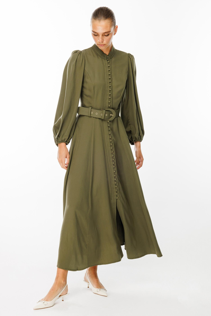 Birit Buttoned Balloon Sleeve Dress 
