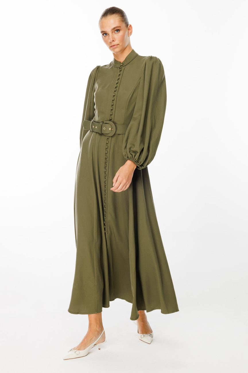 Birit Buttoned Balloon Sleeve Dress 