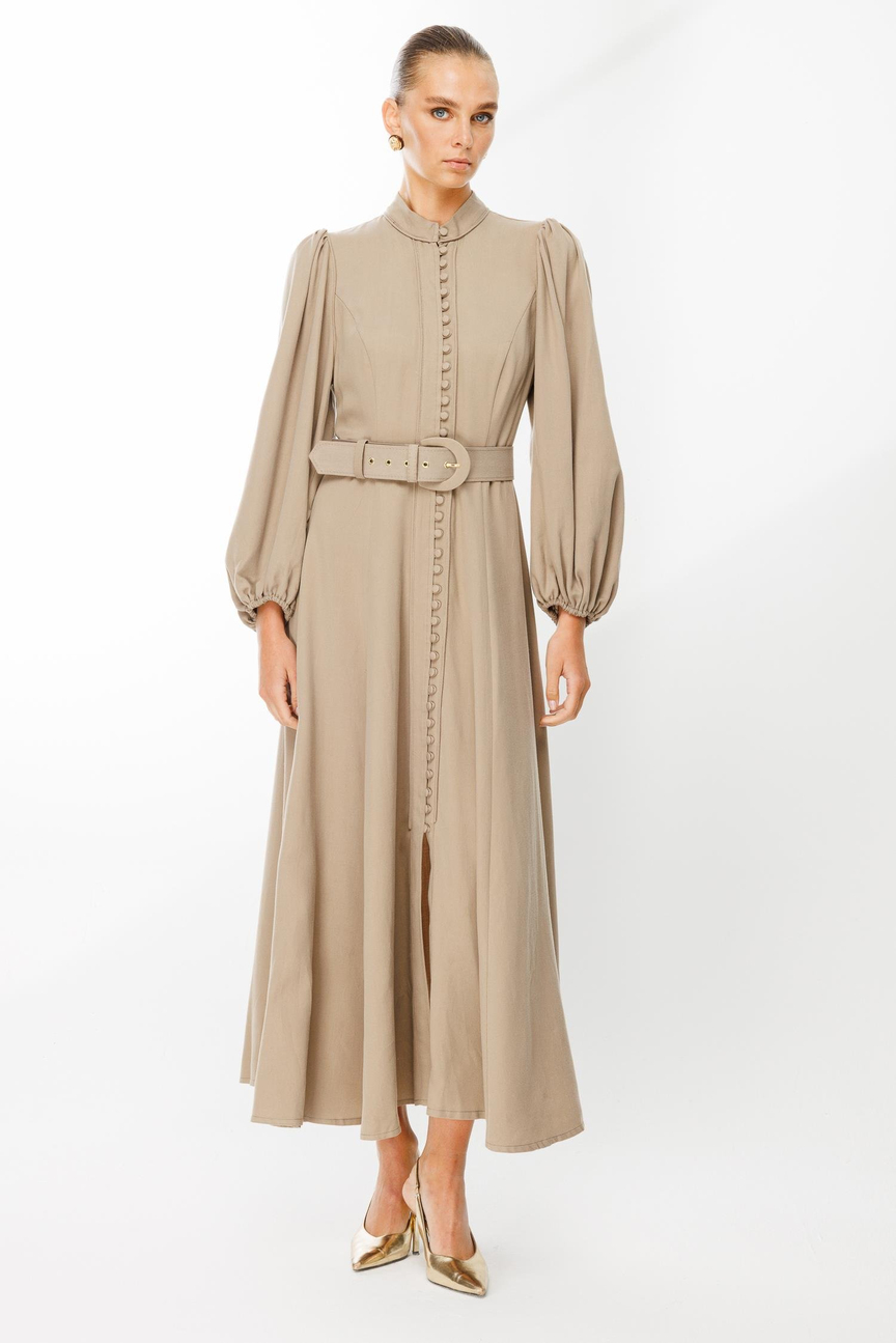 Birit Buttoned Balloon Sleeve Dress