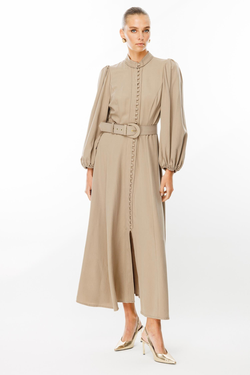 Birit Buttoned Balloon Sleeve Dress