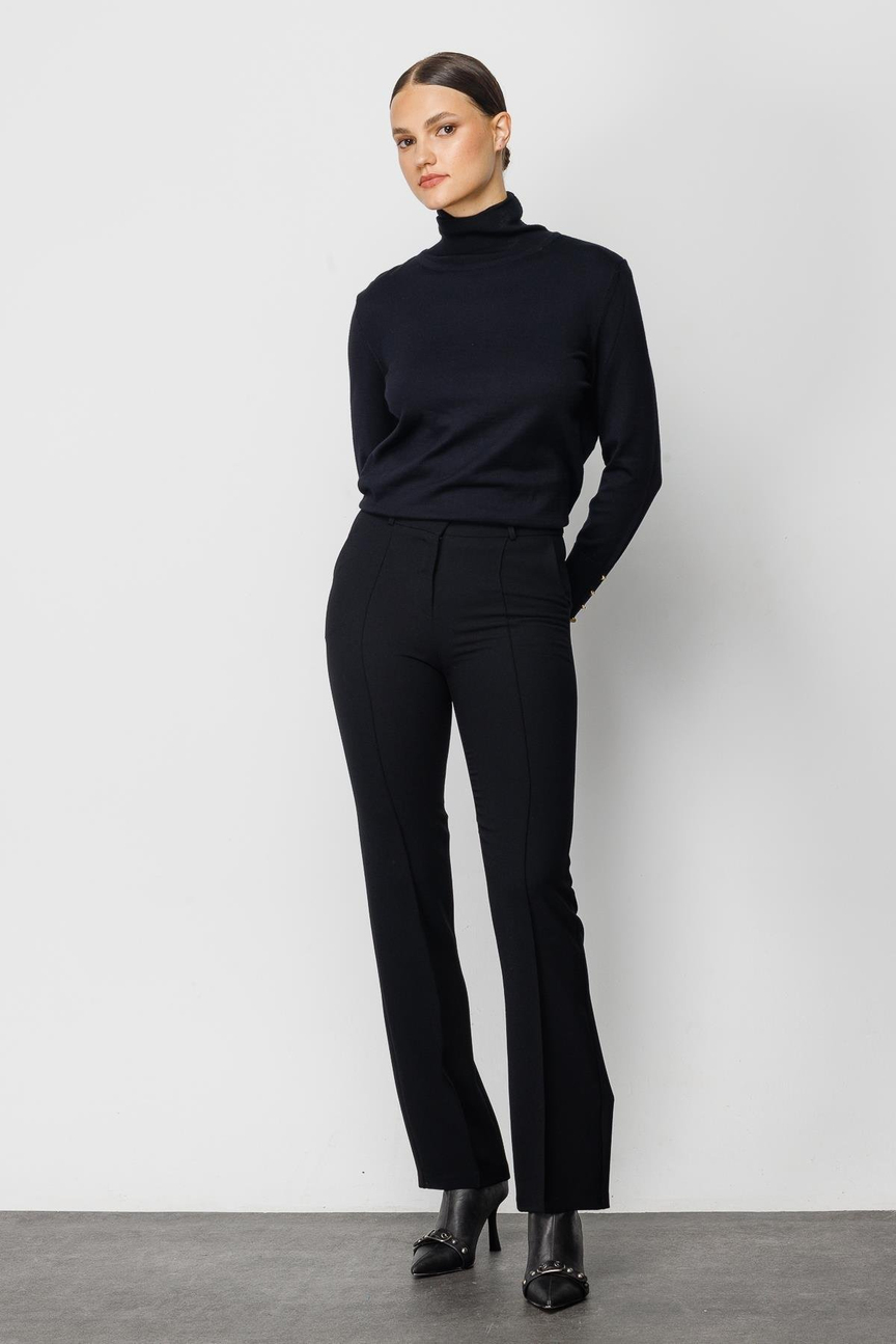Boru Paça Düz Pantolon SİYAH