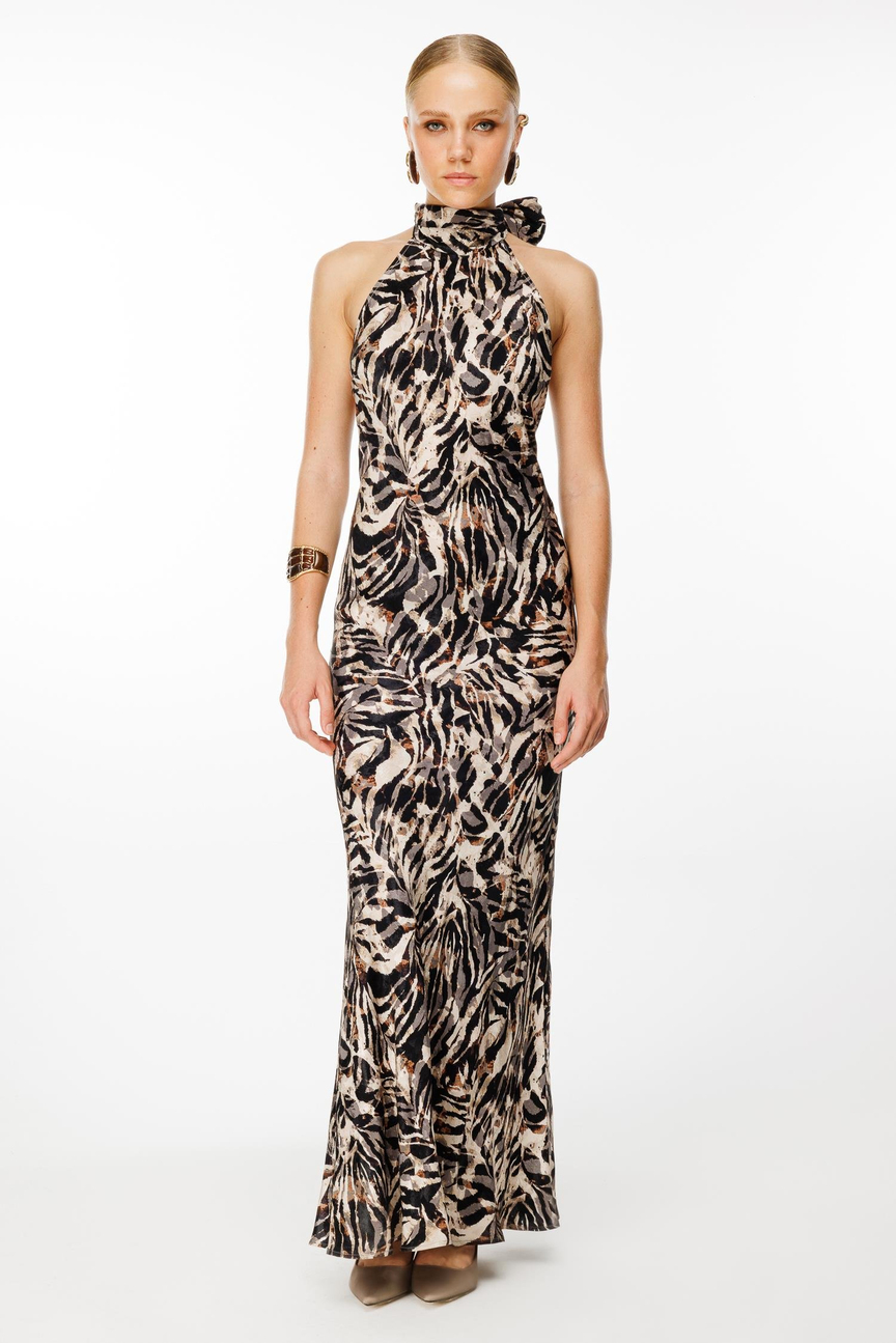 Halter Neck Bias Dress PATTERNED