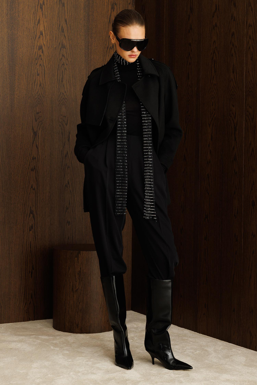 Jacket Collar Cashmere Coat BLACK