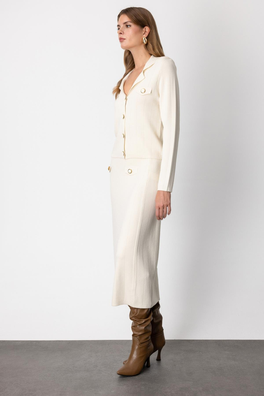 Button-Down Jacket with Pocket Flaps - CREAM