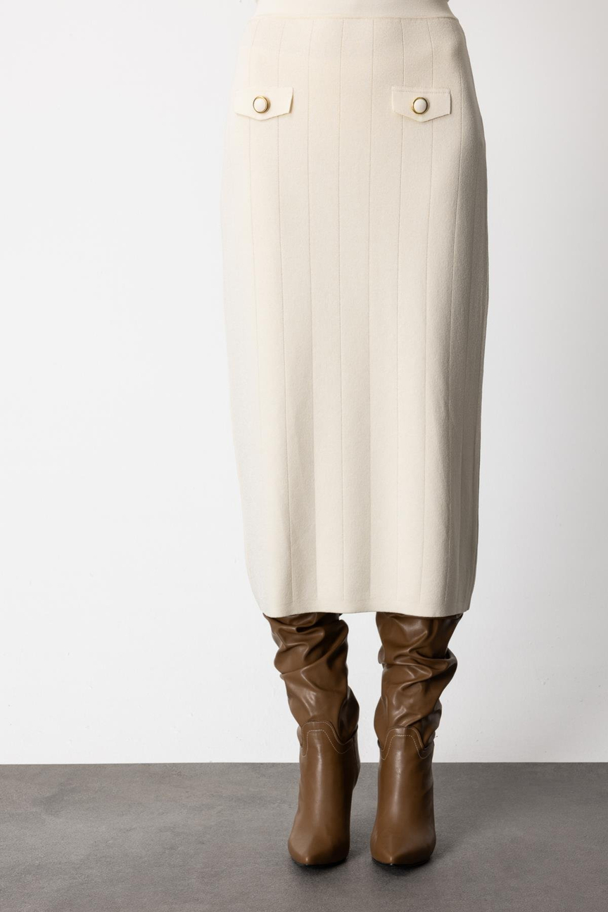 Midi Skirt with Pockets, Cream