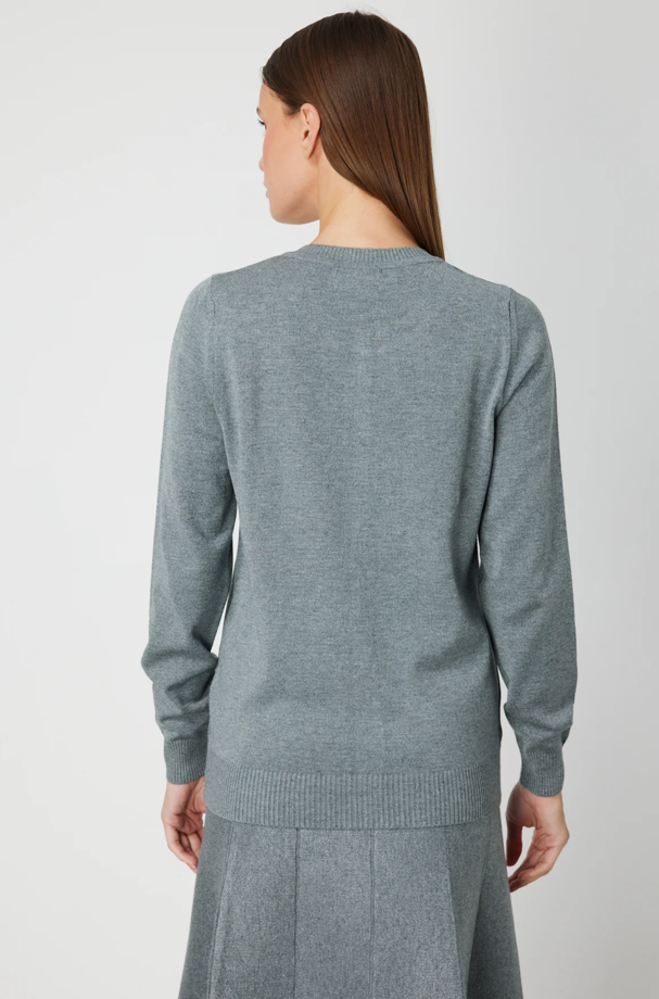 Çiçek Nakışlı Düğmeli Hırka GRİ