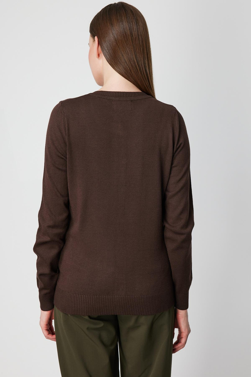 Çiçek Nakışlı Düğmeli Hırka KAHVE