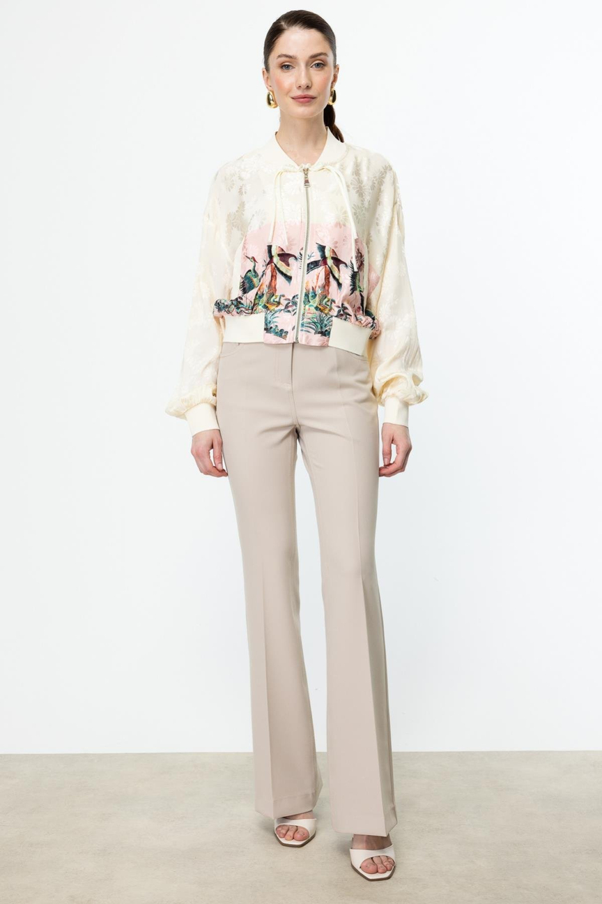 Patterned Shiny Fabric Ribbed Jacket PINK