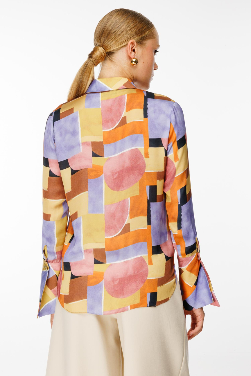 Dijital Baskı Volan Manşetli Gömlek BAKIR