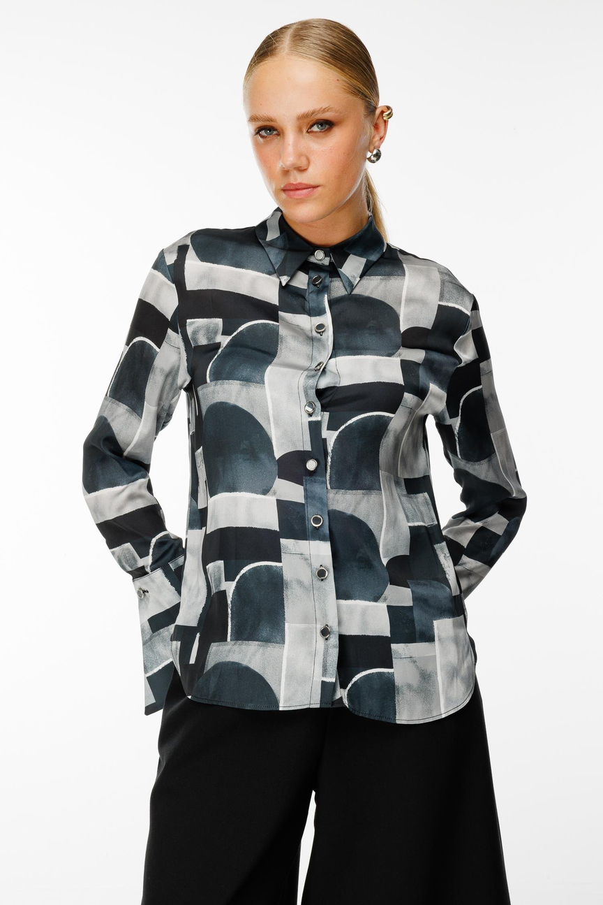 Digital Printing Flounce Cuff Shirt 
